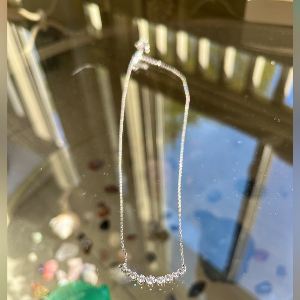♠️ KATE SPADE ♠️- Circular Rhinestone Necklace/ Silver, Dainty Chain